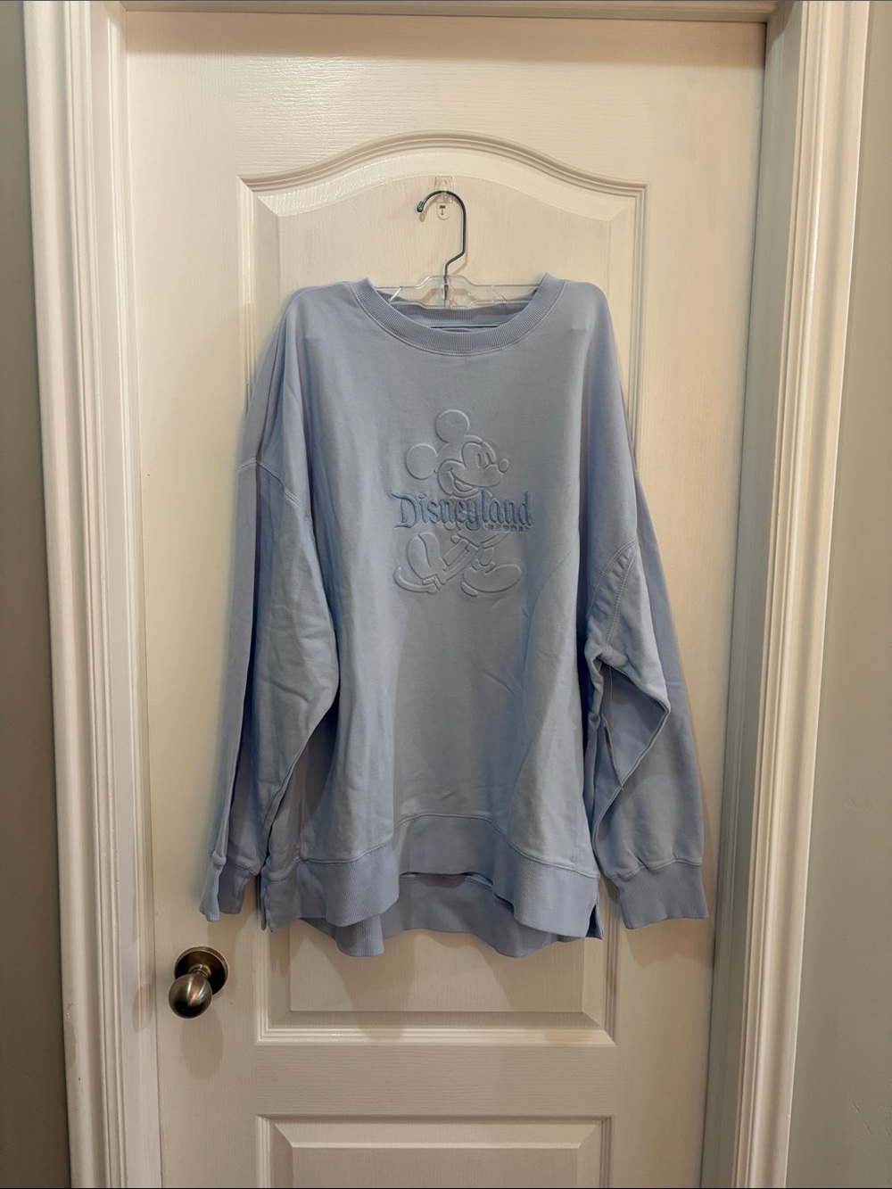 Disney Light Blue Mickey Embossed Pullover Sweatshirt
